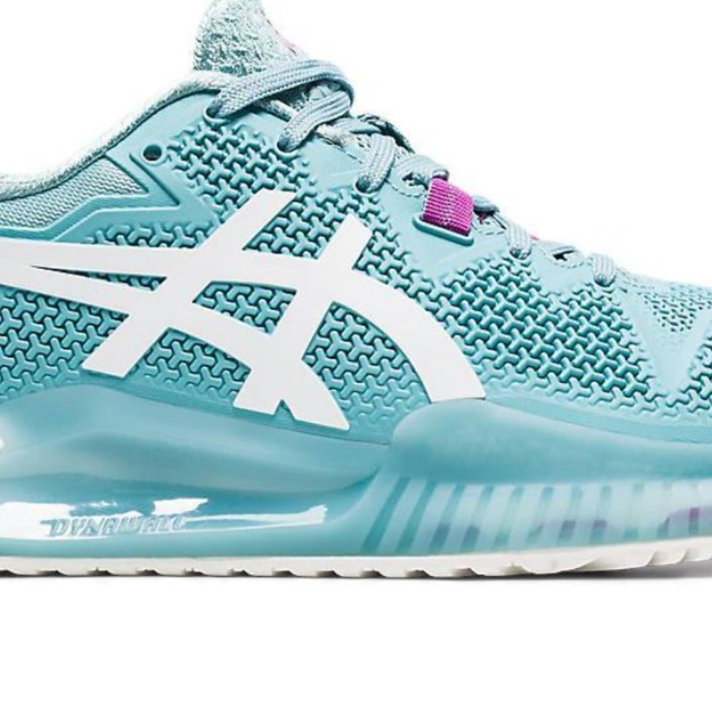 NWT ASICS Women's Gel-Resolution 8 Smoke Blue/White Tennis Shoes Size 9  Wide